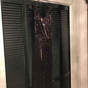 Chocolate Brown velvet  jumpsuit.